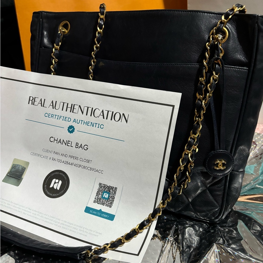 Vintage Chanel Black Leather tote